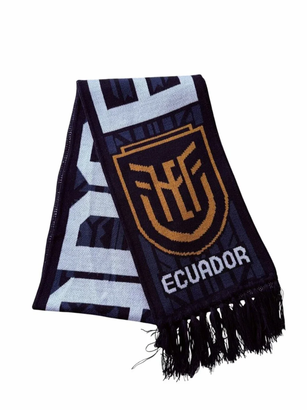 ✨Handmade Soft Wool Scarf Ecuador La Tri Soccer Fan Blue Geometric 1.56m*80cm